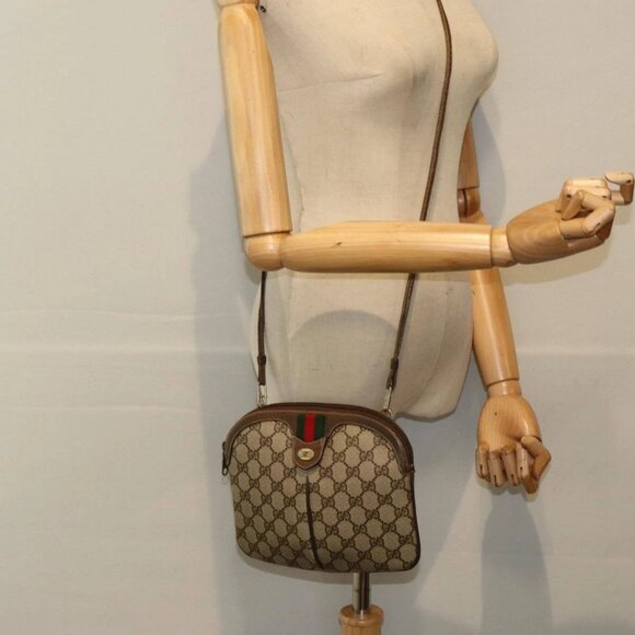 GUCCI GG Supreme Web Sherry Line Shoulder Bag PVC Beige - Picture 1 of 16